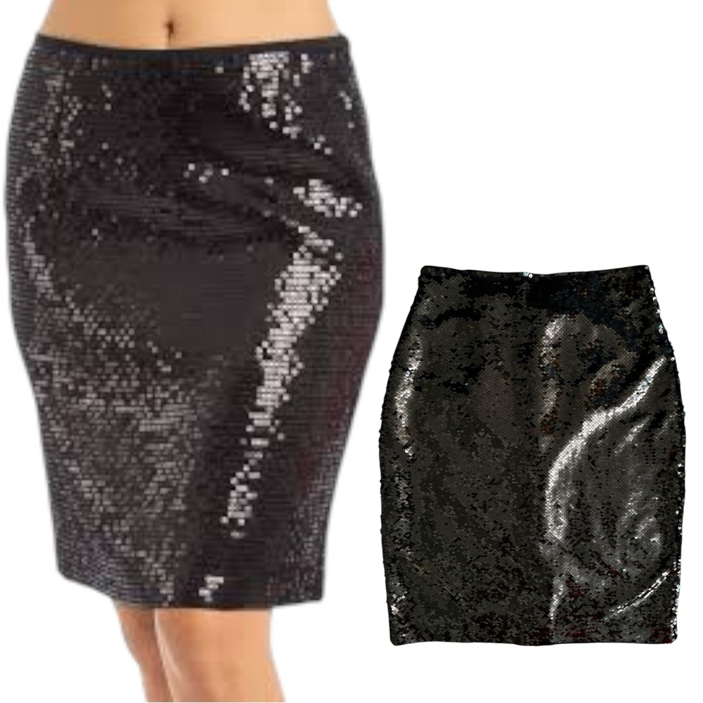 Ann Taylor Factory Black‎ Sequin Pencil Skirt Size XS